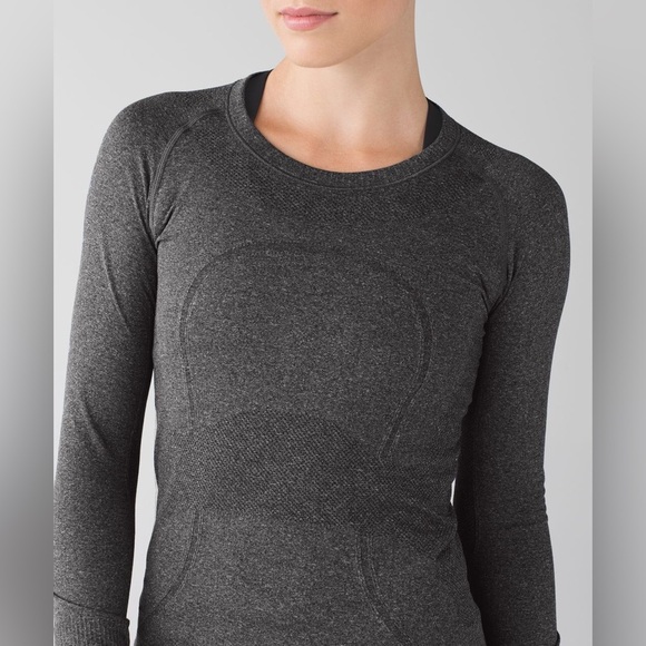 Lululemon Swiftly Tech Long Sleeve Crew in Heathered Black Size 6. - Picture 11 of 15